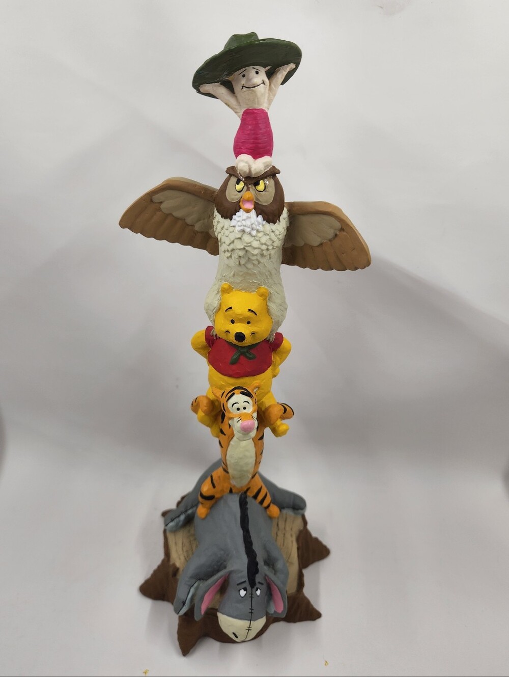 Repaired AS IS Disney Winnie the Pooh & Friends 11" Totem Pole Resin Figurine